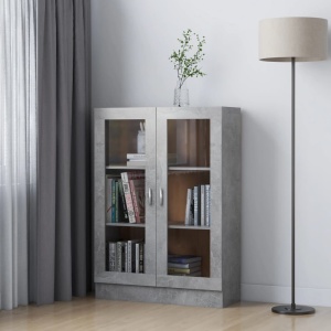 Dulap cu vitrină, gri beton, 82,5 x 30,5 x 115 cm, PAL