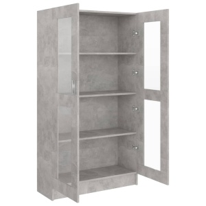 Dulap cu vitrină, gri beton, 82,5 x 30,5 x 150 cm, PAL - Img 8