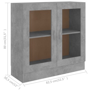 Dulap cu vitrină, gri beton, 82,5 x 30,5 x 80 cm, PAL - Img 6