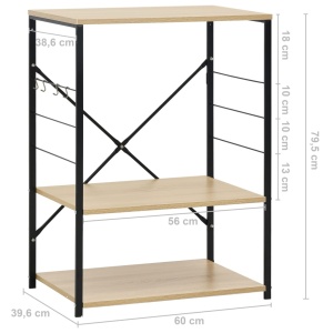 Dulap cuptor microunde, negru și stejar, 60x39,6x79,5 cm, PAL - Img 7