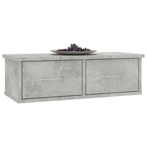 Dulap de perete cu sertare, gri beton, 60x26x18,5 cm, PAL - Img 3