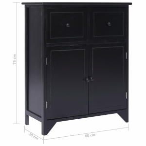 Dulap lateral, negru, 60 x 30 x 75 cm, lemn de paulownia - Img 10