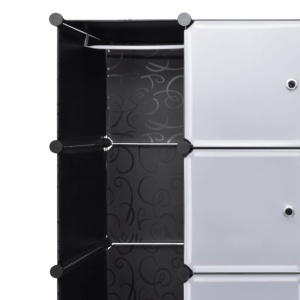 Dulap modular cu 18 compartimente alb și negru 37x146x180,5 cm - Img 4
