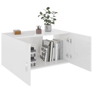 Dulap montat pe perete, alb extralucios, 80x39x40 cm, PAL - Img 4