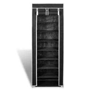 Dulap pantofi cu husă din material textil 57 x 29 x 162 cm, Negru - Img 4