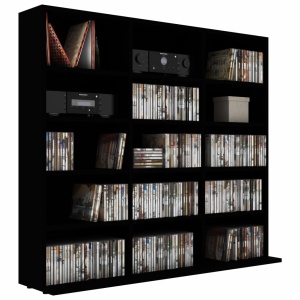Dulap pentru CD-uri, negru, 102 x 23 x 89,5 cm, PAL - Img 3