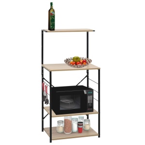 Dulap pentu cuptor microunde negru și stejar 60x39,6x123 cm PAL