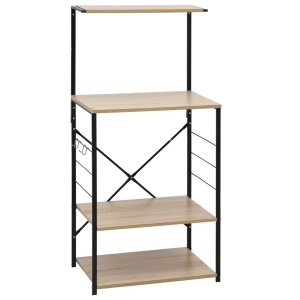 Dulap pentu cuptor microunde negru și stejar 60x39,6x123 cm PAL - Img 2