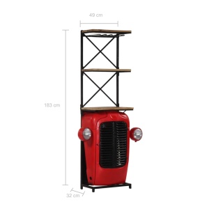 Dulap vinuri design tractor 49x32x183cm lemn masiv de mango - Img 10