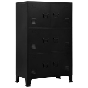 Fișet cu 6 uși, negru, 75 x 40 x 120 cm, oțel, industrial