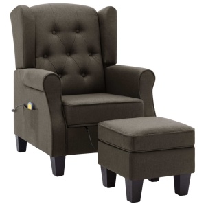 Fotoliu de masaj cu taburet, gri taupe, material textil - Img 2