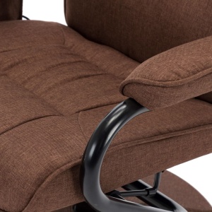 Fotoliu de masaj rabatabil cu taburet, maro, material textil - Img 11