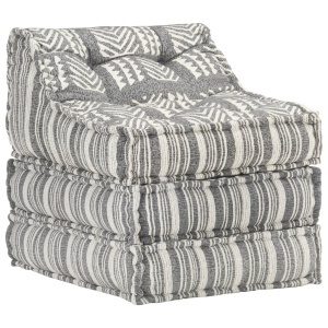 Fotoliu puf modular, gri cu dungi, material textil - Img 11