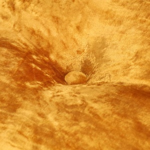 Fotoliu puf rotund, muștar, 40 x 20 cm, catifea - Img 2