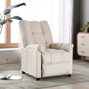 Fotoliu rabatabil, crem, material textil