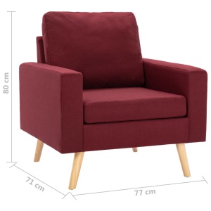 Fotoliu, roșu vin, material textil - Img 6