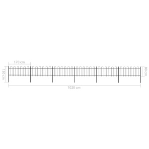 Gard de grădină cu vârf curbat, negru, 10,2 x 0,8 m, oțel - Img 5