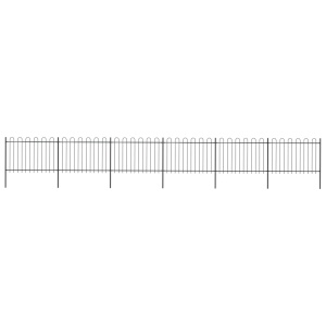 Gard de grădină cu vârf curbat, negru, 10,2 x 1,2 m, oțel
