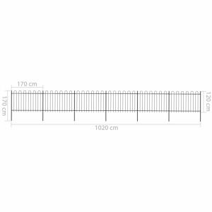 Gard de grădină cu vârf curbat, negru, 10,2 x 1,2 m, oțel - Img 5
