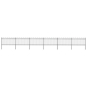Gard de grădină cu vârf curbat, negru, 10,2 x 1 m, oțel