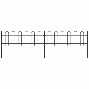 Gard de grădină cu vârf curbat, negru, 3,4 x 0,6 m, oțel
