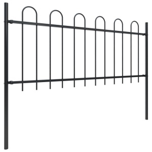 Gard de grădină cu vârf curbat, negru, 5,1 x 0,8 m, oțel - Img 2