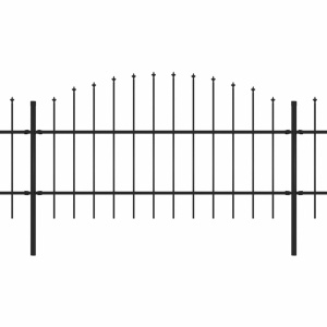 Gard de grădină cu vârf suliță, negru, (0,75-1) x 3,4 m, oțel - Img 2