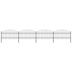 Gard de grădină cu vârf suliță, negru, (1-1,25) x 6,8 m, oțel