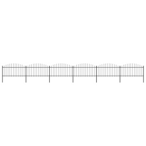 Gard de grădină cu vârf suliță, negru, (1,25-1,5)x10,2 m oțel