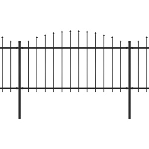 Gard de grădină cu vârf suliță, negru, (1,25-1,5)x10,2 m oțel - Img 2