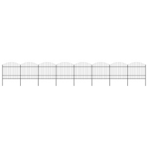 Gard de grădină cu vârf suliță negru (1,5-1,75)x13,6 m oțel