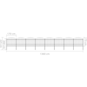 Gard de grădină cu vârf suliță negru (1,5-1,75)x13,6 m oțel - Img 5