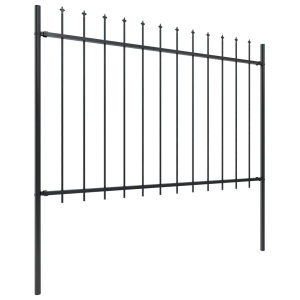 Gard de grădină cu vârf suliță, negru, 11,9 x 1,2 m, oțel - Img 2