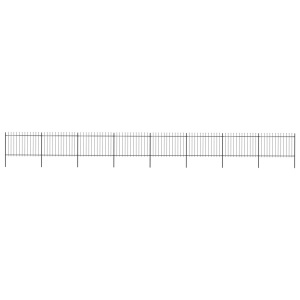 Gard de grădină cu vârf suliță, negru, 13,6 x 1,2 m, oțel