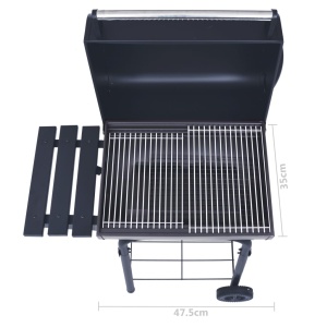 Grătar barbecue cu cărbuni, afumătoare și raft inferior, negru - Img 9
