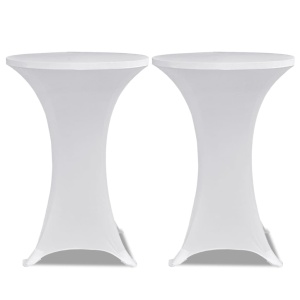 Husă de masă cu picior Ø70 cm, 4 buc., alb, elastic - Img 3