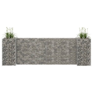 Jardinieră gabion in formă de H, 260 x 40 x 80 cm, sârmă oțel