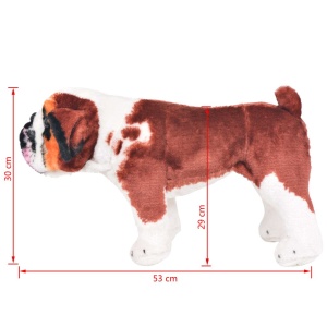 Jucărie de pluș buldog in picioare, alb și maro, XXL - Img 4
