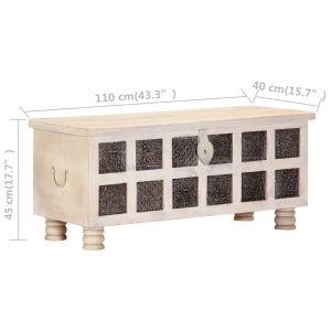 Ladă de depozitare, alb, 110x40x45 cm, lemn masiv de acacia - Img 12