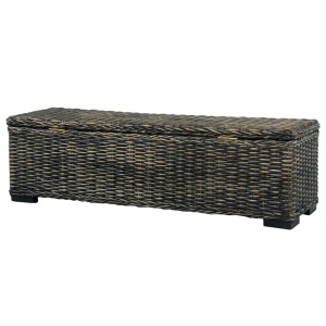 Ladă de depozitare, negru, 120 cm, ratan kubu și lemn de mango - Img 8