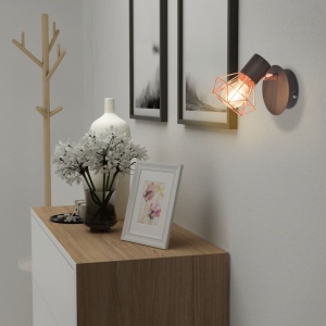 Lampă de perete 2 buc, E14, negru și arămiu - Img 3