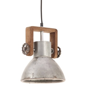 Lampă suspendată industrială, 25 W, argintiu, rotund, 19 cm E27 - Img 3