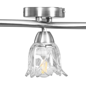 Lustră, abajururi de sticlă transparentă, 3 becuri E14, lalea - Img 6
