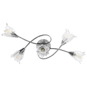 Lustră, abajururi din sticlă transparentă, 5 becuri E14, lalea - Img 8