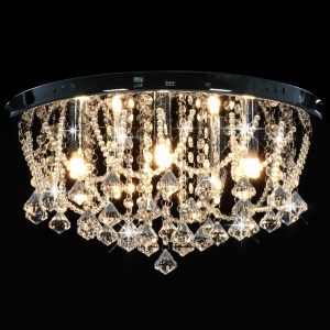 Lustră cu mărgele de cristal, argintiu, rotund, 4 becuri x G9 - Img 4