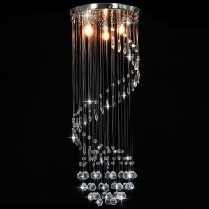 Lustră cu mărgele de cristal, argintiu, spirală, G9 - Img 2