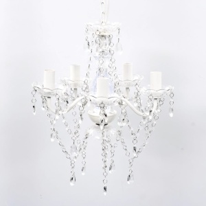 Lustră transparentă de cristal artificial cu 5 becuri