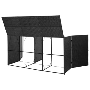 Magazie de pubele triplă, negru, 229 x 78 x 120 cm, poliratan - Img 7