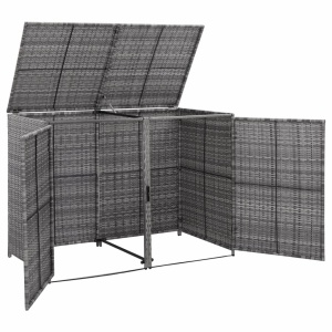 Magazie dublă pentru pubele, antracit, 148x77x111 cm, poliratan - Img 8