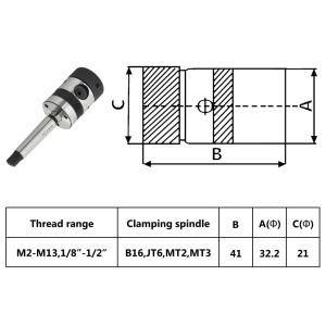 Mandrină de filetare cu tarod B16 coadă MT2 filet intern M2-M13 - Img 9